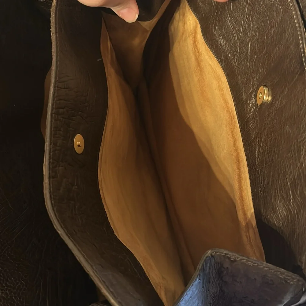[mauro governo for SUAREZ] VINTAGE Elegant Brown Ostrich Leather Purse